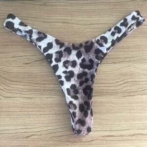 Shein Leopard Print Black and White Bikini Thong Bottoms